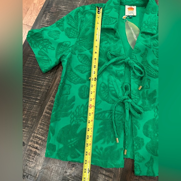 FARM Rio River Nature Terry Tie-Front Top Medium NWT Green Med M Anthropologie - Picture 10 of 13
